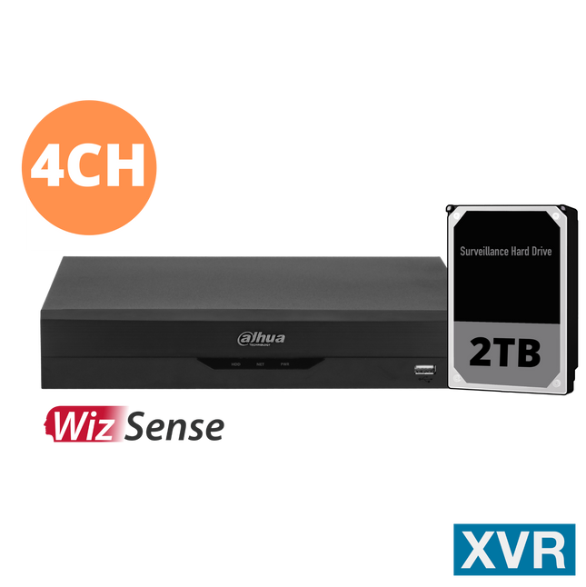 Dahua 4CH XVR with 2TB - DH-XVR5104HS-4KL-I3-S2-2TB