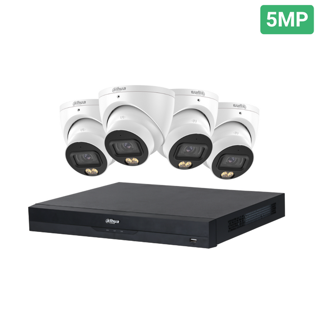 Dahua CCTV Kit: 4x HDW2549EMP-S-PRO-ANZ, SMD 4.0, WizColour, Smart Dual Light