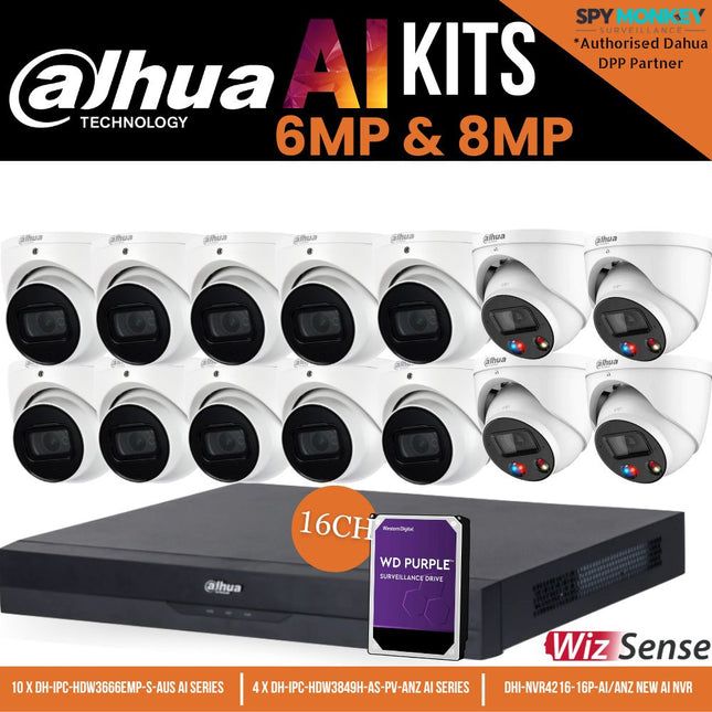 Dahua CCTV Kit: 10x HDW3666EMP-S-AUS, 4x TIOC 3.0, SMD 4.0, Starlight, Siren & Lights