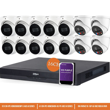 Dahua CCTV Kit: 10x HDW3666EMP-S-AUS, 4x TIOC 3.0, SMD 4.0, Starlight, Siren & Lights