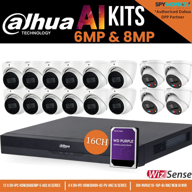Dahua CCTV Kit: 12x HDW3666EMP-S-AUS, 4x TIOC 3.0, SMD 4.0, Starlight, Siren & Lights