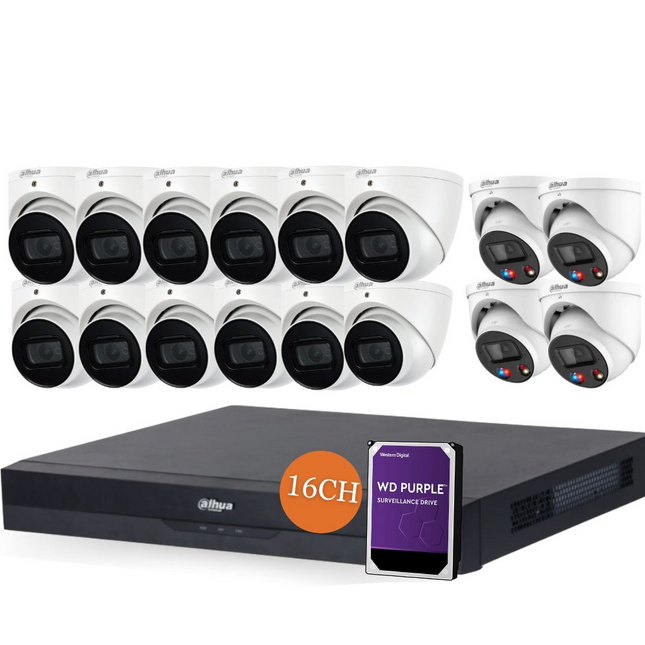 Dahua CCTV Kit: 12x HDW3666EMP-S-AUS, 4x TIOC 3.0, SMD 4.0, Starlight, Siren & Lights