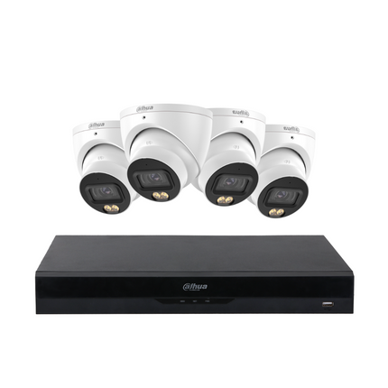 Dahua CCTV Kit: 4x HDW2549EMP-S-PRO-ANZ, SMD 4.0, WizColour, Smart Dual Light