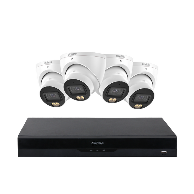 Dahua CCTV Kit: 4x HDW2549EMP-S-PRO-ANZ, SMD 4.0, WizColour, Smart Dual Light