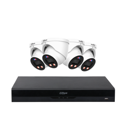 Dahua CCTV Kit: 4x HDW3849H-AS-PV-PRO-ANZ, SMD 4.0, TIOC 3.0 Pro, Siren & Lights
