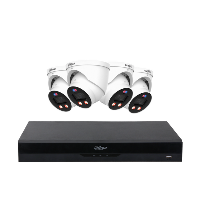 Dahua CCTV Kit: 4x HDW3649H-AS-PV-PRO-ANZ, SMD 4.0, TIOC 3.0 Pro, Siren & Lights