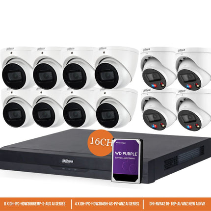 Dahua CCTV Kit: 8x HDW3666EMP-S-AUS, 4x TIOC 3.0, SMD 4.0, Starlight, Siren & Lights