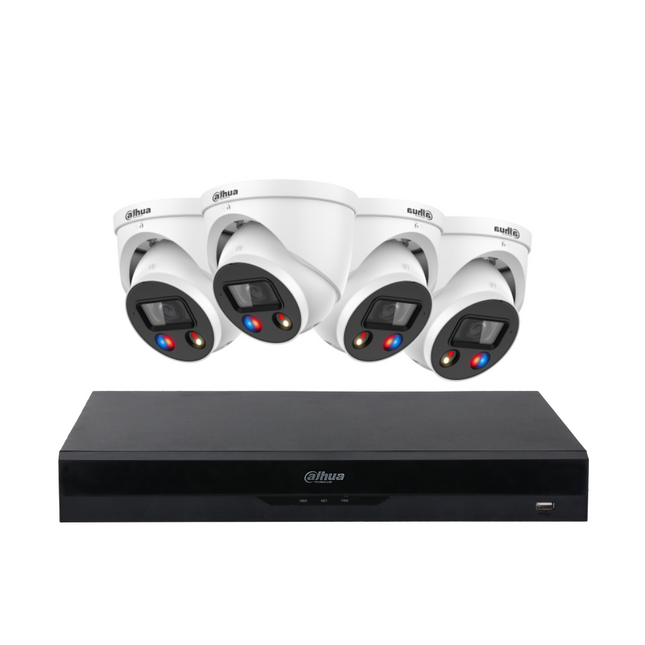 Dahua Security Kit: 4x TiOC 3.0 Turrets, SMD 4.0, Siren & Lights