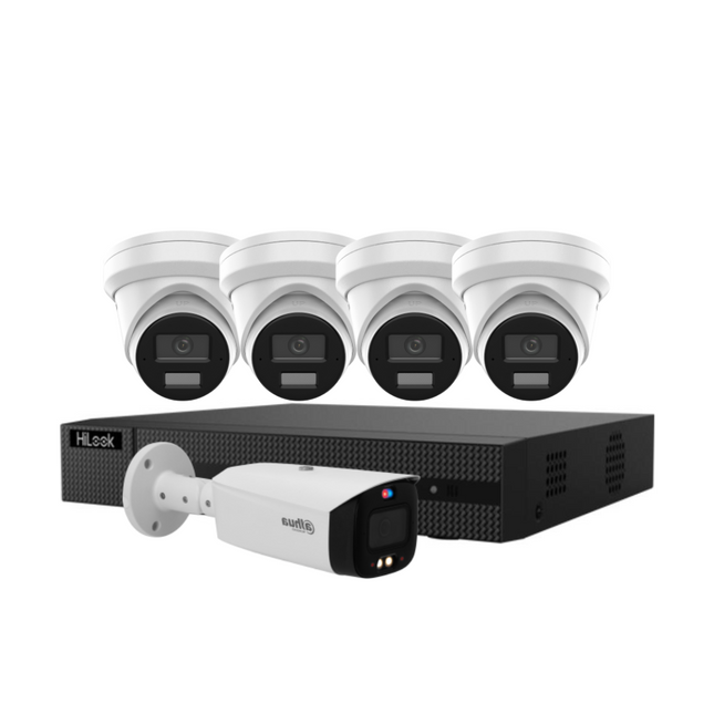 HiLook 4-Channel 6MP AI IP Kit with 4 Turrets + NVR + Free Dahua TiOC Camera