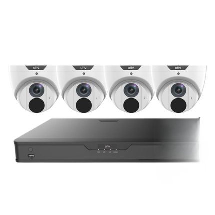 Uniview ColourHunter Security System: 4x 8MP Turret Cams, 4CH 4K NVR
