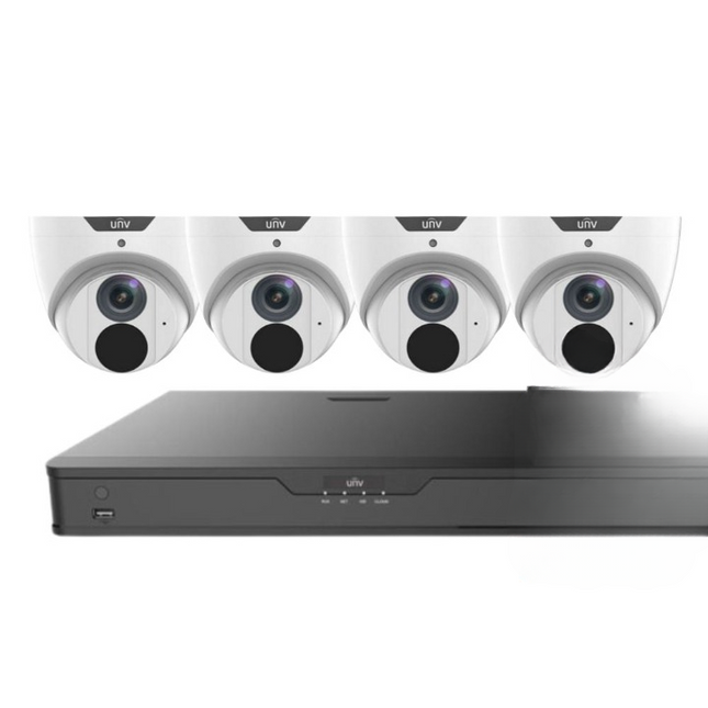 Uniview LightHunter Security System: 4x 8MP Turret Cams, 4CH 4K NVR