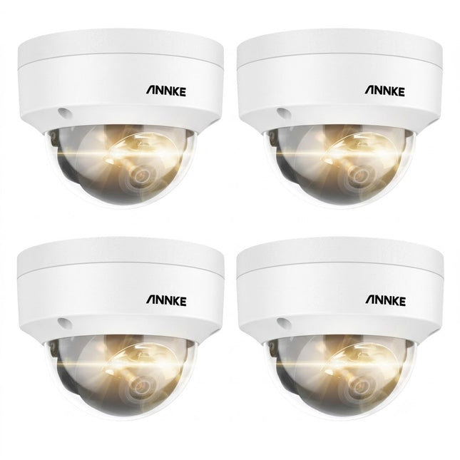 ANNKE 4-Camera 4K 8MP PoE Outdoor Dome Security Camera System, Color Night Vision, Human & Vehicle Detection, IP67
