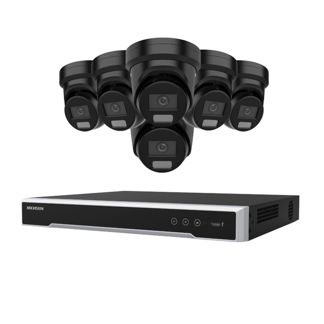 Hikvision Security Kit: 6x 8MP (4K UltraHD) AcuSense Lights & Audio Turrets, M-Series Pro NVR - DS-2CD2386G2H-IS2U/SL