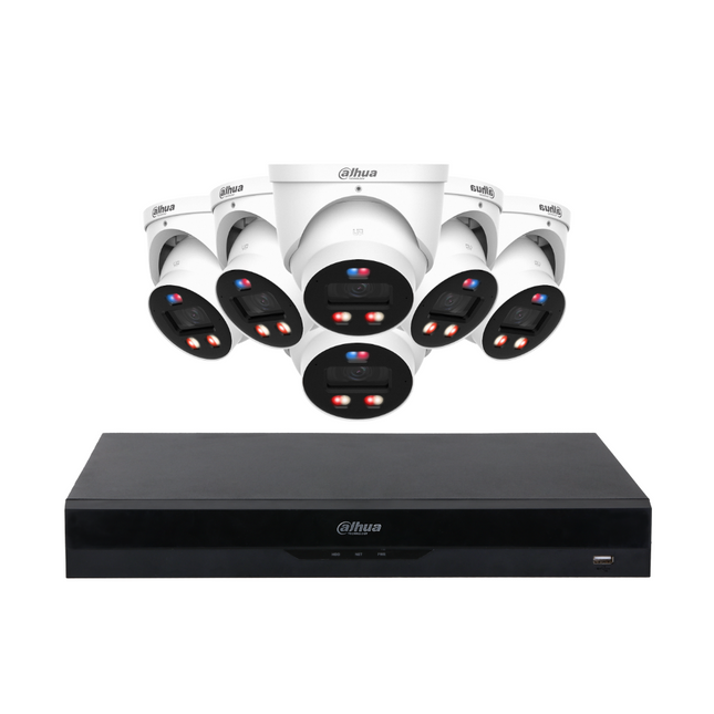 Dahua CCTV Kit: 6x HDW3649H-AS-PV-PRO-ANZ, SMD 4.0, TIOC 3.0 Pro, Siren & Lights