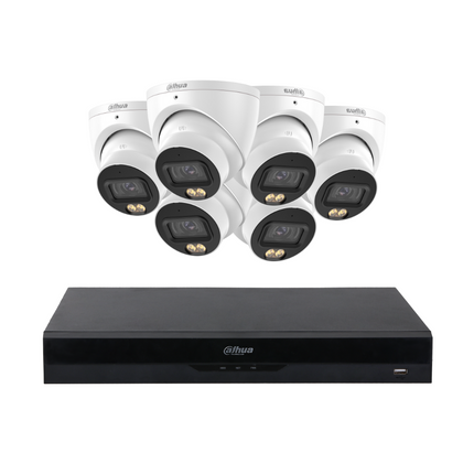 Dahua Security Kit: 6x 5MP WizColor Turrets, WizSense AI, White Light, SMD+
