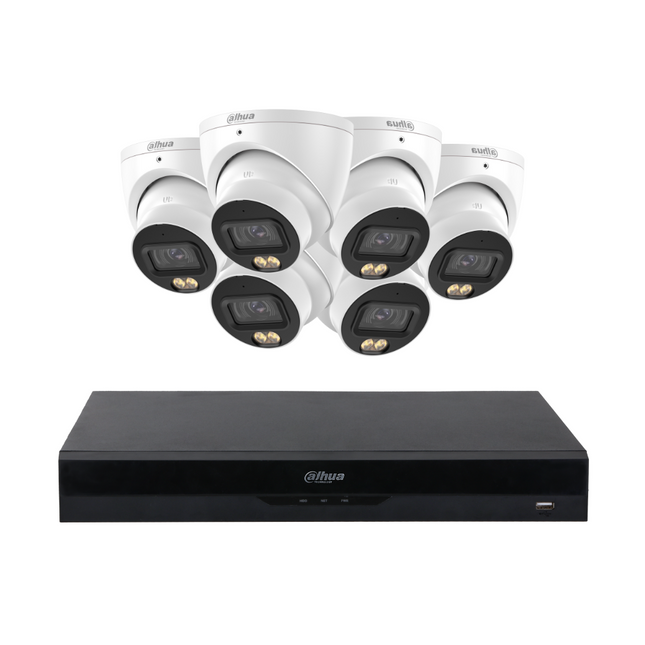 Dahua CCTV Kit: 6x HDW2549EMP-S-PRO-ANZ, SMD 4.0, WizColour, Smart Dual Light