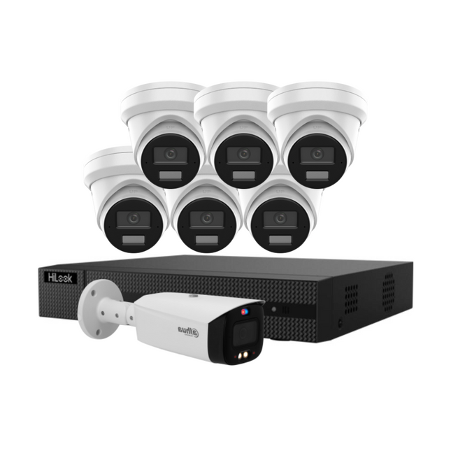 HiLook 8-Channel 6MP AI IP Kit with 6 Turrets + NVR + Free Dahua TiOC Camera
