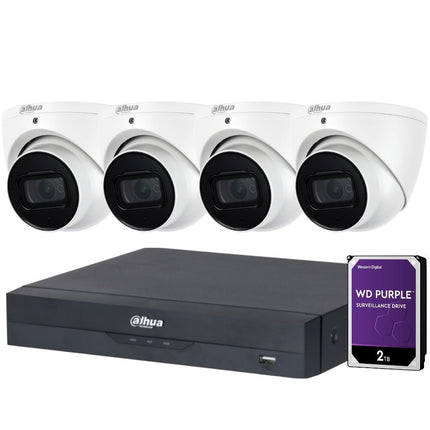 Dahua 4-Channel Security Kit: 16MP WizSense AI NVR, 4 X 5MP Lite Turret, Starlight, SMD