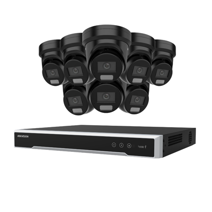 Hikvision Security Kit: 8x 8MP (4K UltraHD) AcuSense Lights & Audio Turrets, M-Series Pro NVR - DS-2CD2386G2H-IS2U/SL