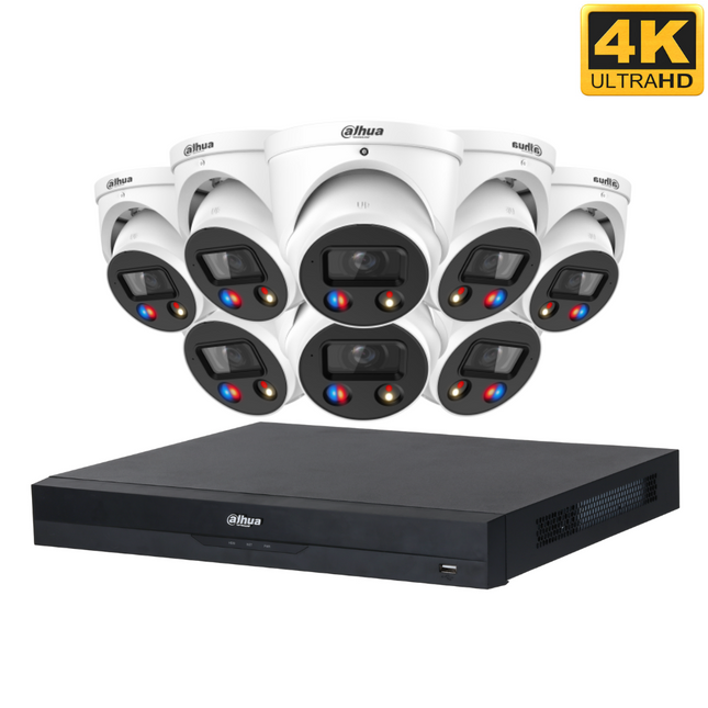 Dahua CCTV Kit: 8x HDW3849H-AS-PV-ANZ-S2, SMD 4.0, TIOC 3.0, Siren & Lights