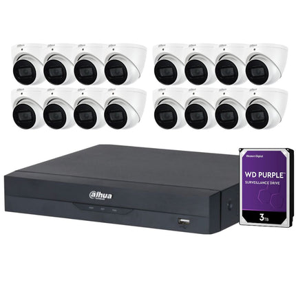 Dahua 16-Channel Security Kit: 16MP WizSense AI NVR, 16 X 5MP Lite Turret, Starlight, SMD