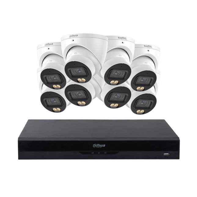 Dahua CCTV Kit: 8x HDW2549EMP-S-PRO-ANZ, SMD 4.0, WizColour, Smart Dual Light