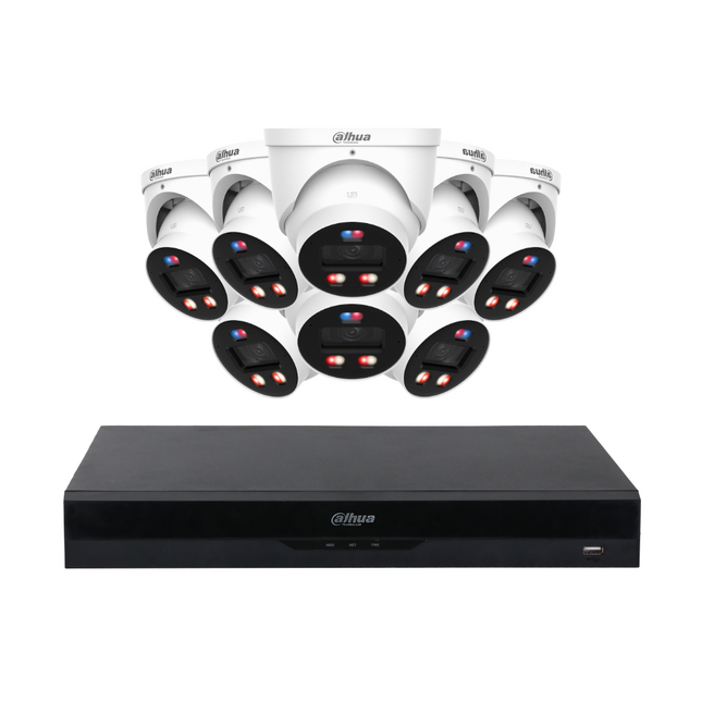 Dahua CCTV Kit: 8x HDW3649H-AS-PV-PRO-ANZ, SMD 4.0, TIOC 3.0 Pro, Siren & Lights