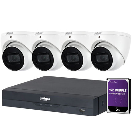 Dahua 4-Channel Security Kit: 16MP WizSense AI NVR, 4 X 5MP Lite Turret, Starlight, SMD
