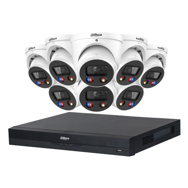 Dahua CCTV Kit: 8x HDW3649H-AS-PV-ANZ-S2, SMD 4.0, TIOC 3.0, Siren & Lights