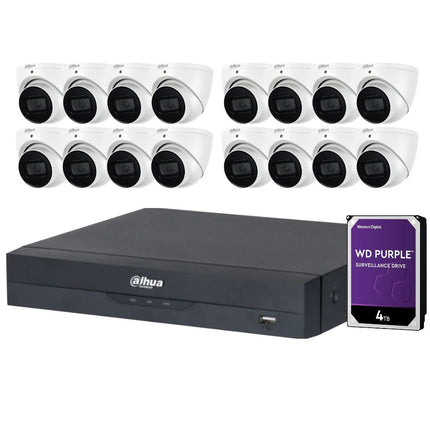 Dahua 16-Channel Security Kit: 16MP WizSense AI NVR, 16 X 5MP Lite Turret, Starlight, SMD