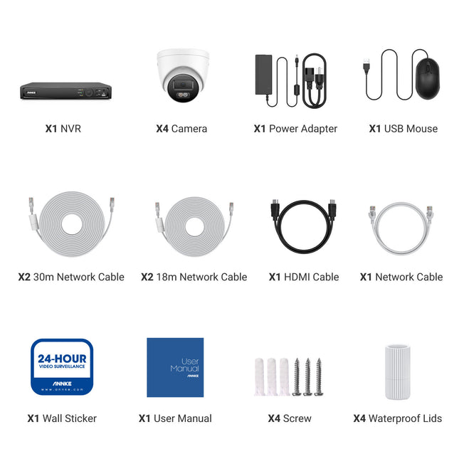Annke Security Kit: 4x 4K Turret Cameras, 8CH 4K NVR, Smart Dual Light, AI Detect, Mic