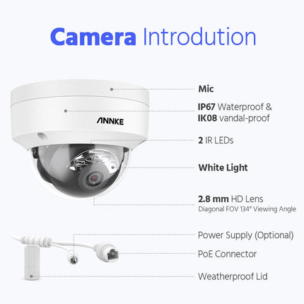 Annke Security Kit: 4x 12MP Dome Cameras, 8CH 4K NVR, Smart Dual Light, AI Detect, Mic