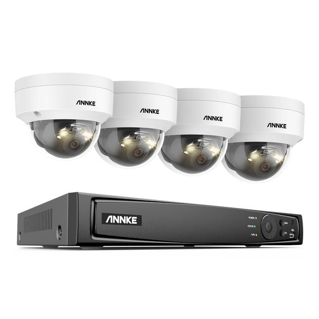 Annke Security Kit: 4x 12MP Dome Cameras, 8CH 4K NVR, Smart Dual Light, AI Detect, Mic