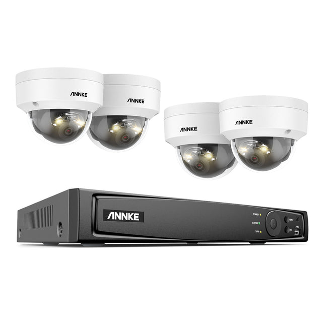 Annke Security Kit: 4x 4K Dome Cameras, 8CH 12MP NVR, Smart Dual Light, AI Detect, Mic