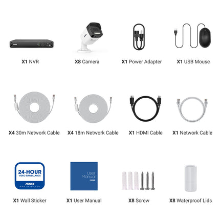 Annke Security Kit: 8x 12MP Bullet Cameras, 16CH NVR, Smart Dual Light, AI Detect, Mic