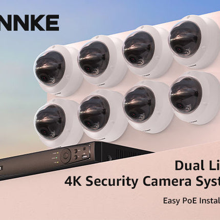 Annke Security Kit: 8x 4K Dome Cameras, 16CH 12MP NVR, Smart Dual Light, AI Detect, Mic