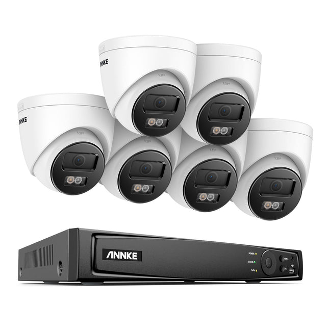 Annke Security Kit: 6x 4K Dome Cameras, 8CH 4K Ultra HD NVR, Smart Dual Light, AI Detect, Mic