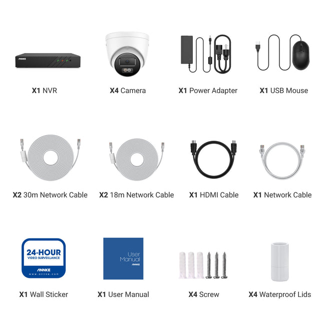 Annke Security Kit: 4x 6MP Turret Cameras, 8CH NVR, Smart Dual Light, AI Detect, Mic