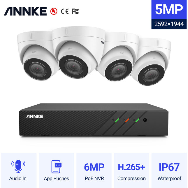 Annke Security Kit: 4x 5MP Turret Cameras, 8CH 5MP NVR, Smart Dual Light, AI Detect, Mic