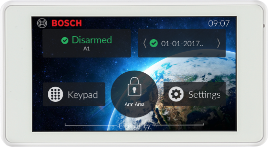 Bosch BOSIUI-SOL-TS5 Hardwired Keypad White 5" Touch Screen with Backlit Plastic Wall Mount Sdi2 12VDC Suits Solution 2000/ 3000