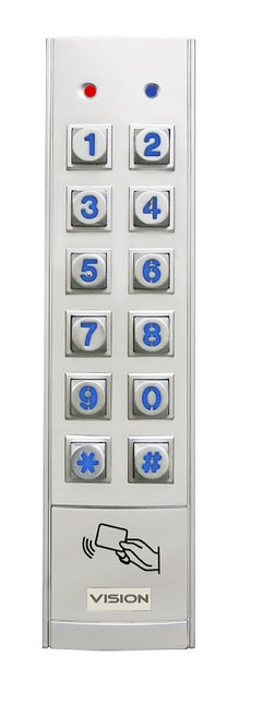 Bosch BOSCP156B Sol 6000 Hardwired Keypad with Prox 6X2 Slim/ Mullion Smartcard Silver 1 X Spdt Output 1 Input (Dry) with Backlit Plastic Wall Mount IP67 10-14VDC