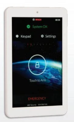 Bosch BOSIUI-SOL-TS7 Hardwired Keypad White 7" Touch Screen with Backlit Plastic Wall Mount Sdi2 12VDC Suits Solution 2000/ 3000