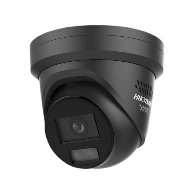 Hikvision DS-2CD2387G3-LIS2UY-SL-BLK 8MP ColorVu 3.0 Turret Camera with Active Deterrence, Built-in Mic, and IR