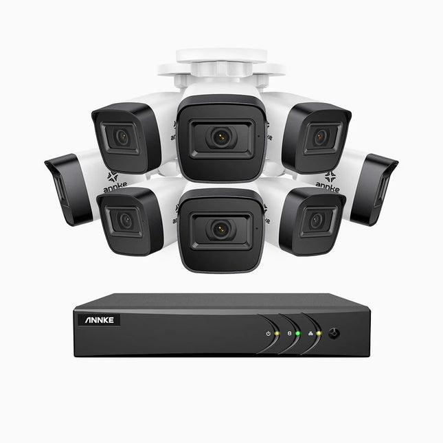 Annke EL200 16CH DVR 8-Camera 1080p Bullet Analog Security Kit, Smart Motion Detect, 66ft Night Vision, 4-in-1 Output, IP67