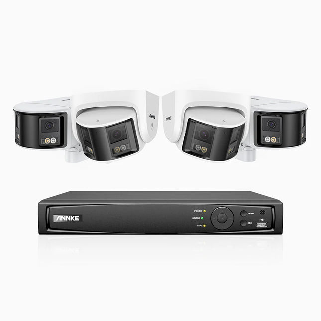Annke FDH600 8CH NVR 4-Camera 6MP Dual-Lens Kit (2 Bullet + 2 Turret), 180° Panoramic, Two-Way Audio, Siren, Smart Motion Detect