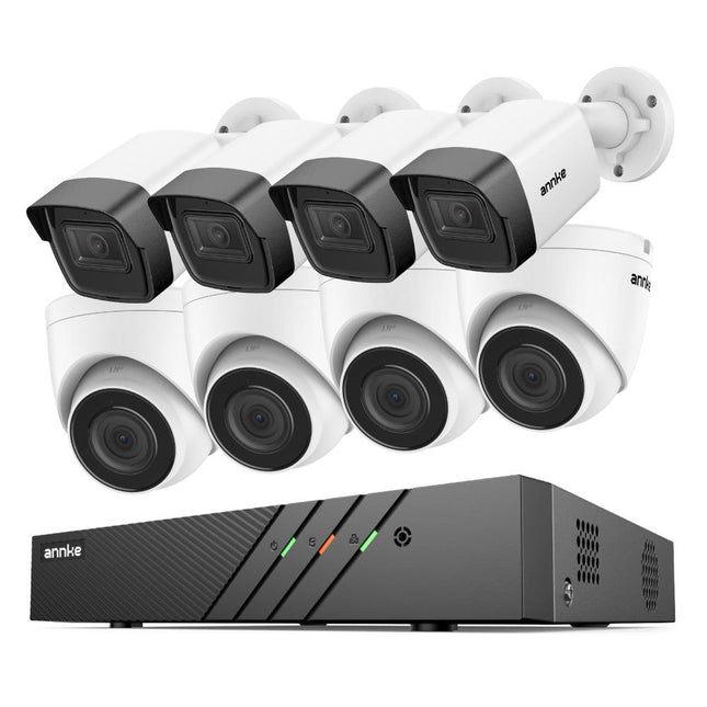 Annke Security Kit: 8x 5MP AI IP Cameras (4 Turret+ 4 Bullet) with Microphone, 8CH NVR, IP67 Weatherproof