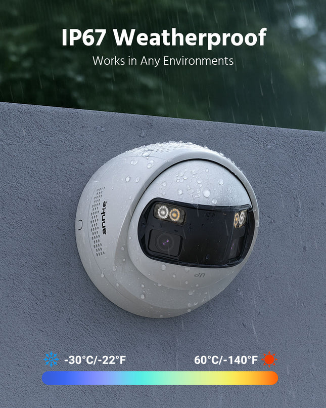 ANNKE 8CH 12MP Outdoor CCTV Security System, 4 Dual Lens Turret Cameras, 4K Panoramic View, Smart Dual Light, Two-Way Audio