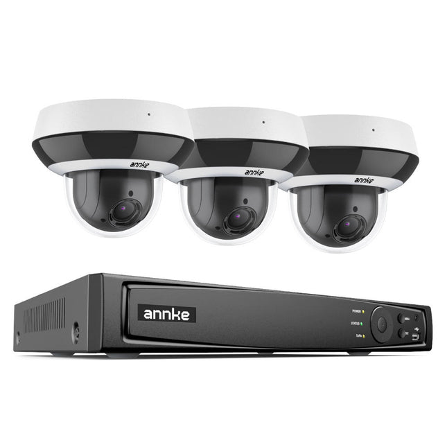 Annke Security Kit: 4x 3K 5MP PTZ Dome Cameras, 8CH NVR, AI Detection, Two-Way Audio, IntelliSense DarkVu, 4X PTZ Zoom