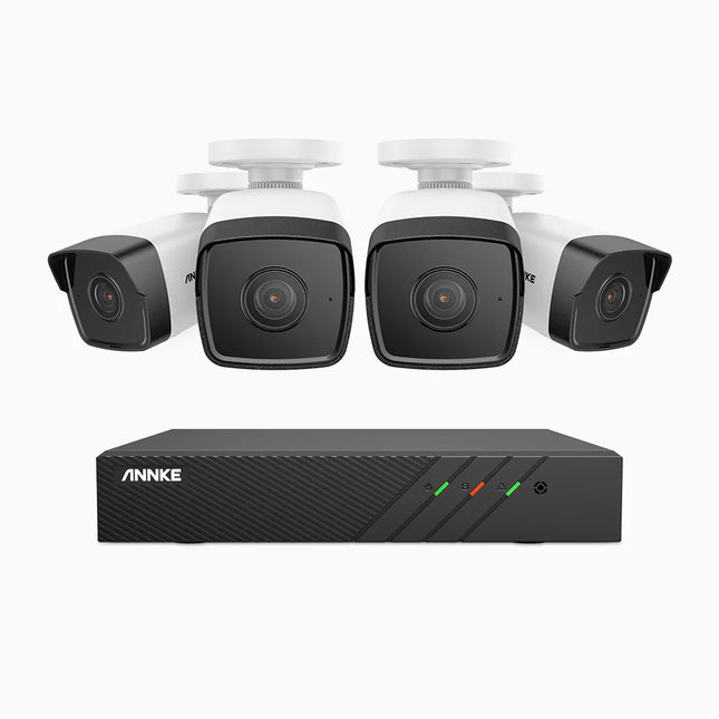 Annke H500 8CH NVR 4-Camera 5MP Bullet Security Kit, EXIR 2.0 Night Vision, Built-in Mic, 120dB WDR, IP67