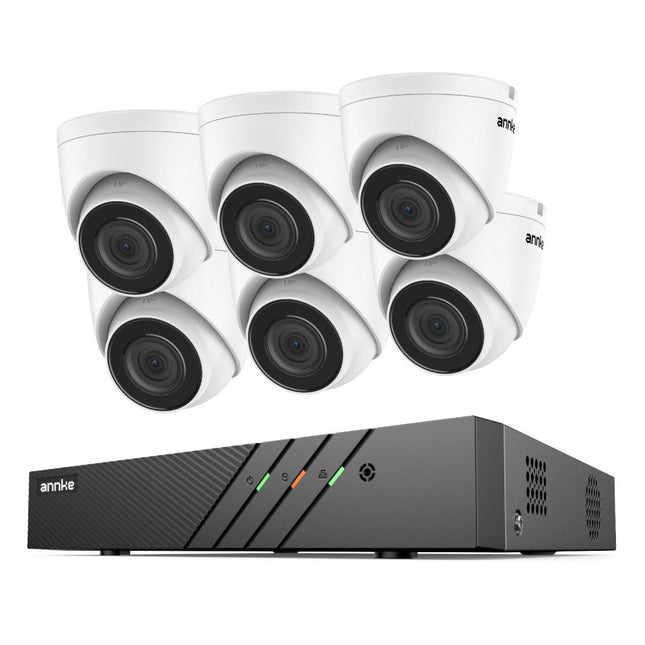 ANNKE 8CH 5MP Outdoor CCTV Security System, 4 Turret Cameras, AI Human & Vehicle Detection, Built-in Microphone